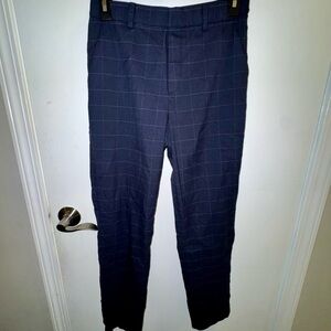 Uniqlo Women's Navy Checkered Plaid Trousers